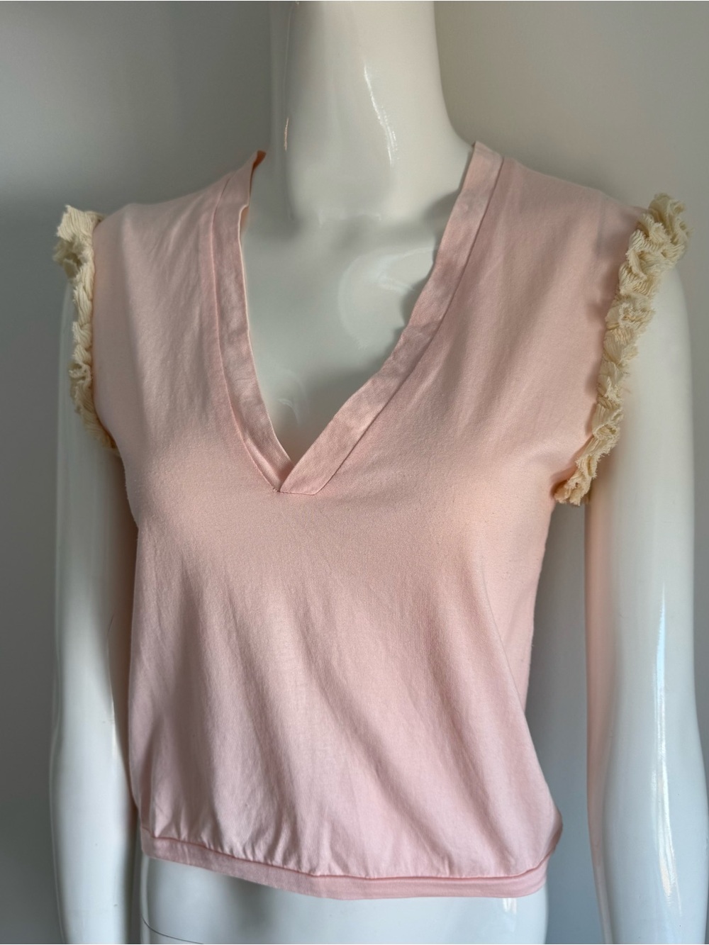 Chloe Soft Pink V-Neck Ruffle Sleeve Top